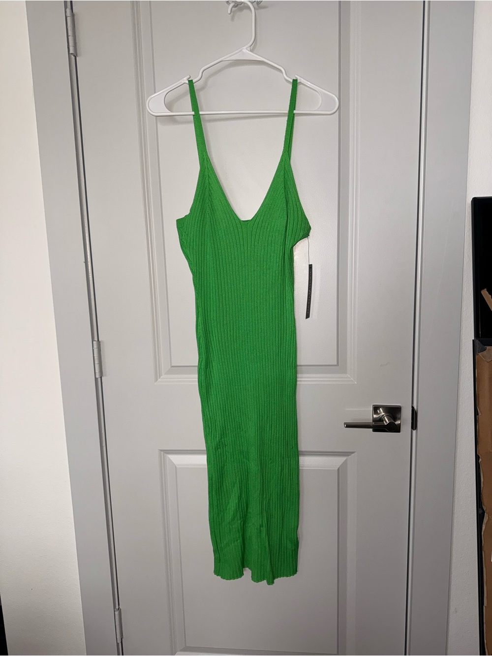 Almost Famous Bright Green Ribbed Midi Dress